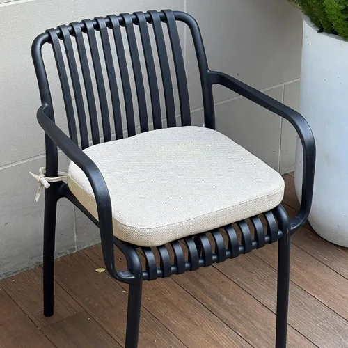 Miniatura 7 de Helios&Hestia Cojines para sillas de comedor de interior con lazos para cocina, cojines de asiento para exteriores con funda extraíble, parte Beige