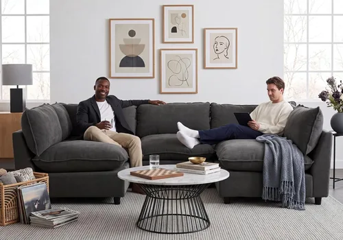 Miniatura 22 de Iroomy Oversized Modular Sectional Sofa, Chenille Cloud Couch, Deep Comfy Seat, 4-Seater Sofas, Couches, Living Room, Beige