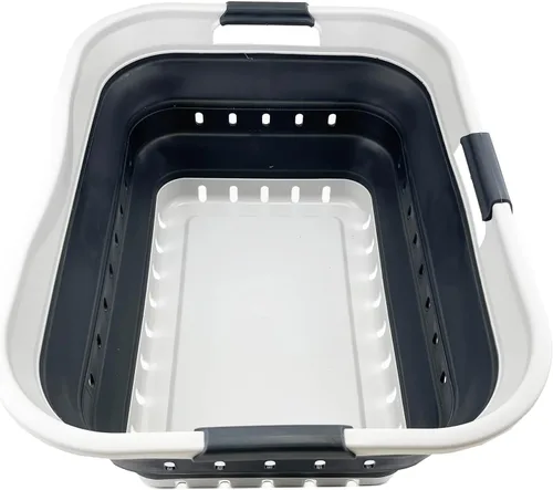 SAMMART Cesta plegable de plástico para la ropa sucia de 42L (11 galones), contenedor de almacenamiento plegable y organizador, cesta que ahorra