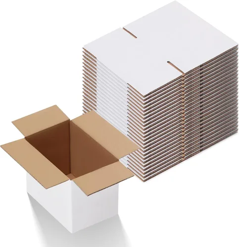 Miniatura 19 de Calenzana Juego de 40 Cajas de Envío 8x6x6, Caja de Cartón Corrugado Blanco para Envío, Embalaje de Regalos, Pequeña Empresa