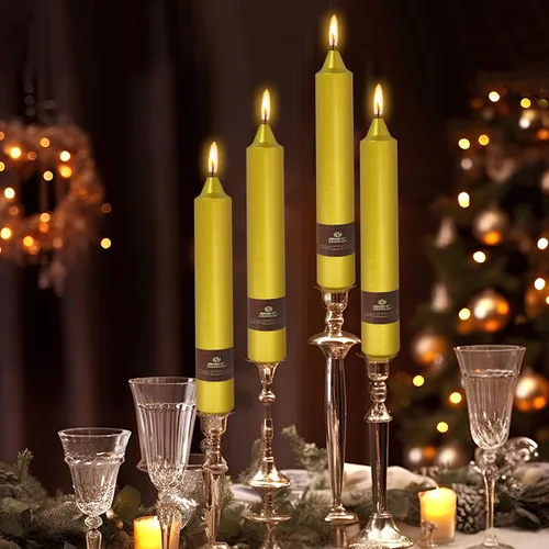 Miniatura 53 de Velas en espiral de Navidad, velas cónicas doradas, 10 pulgadas, sin perfume, para regalo de invierno, vacaciones, Navidad, decoración del hogar