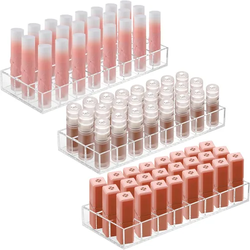 Miniatura 8 de Kigley Organizador de lápiz labial transparente, soporte acrílico para brillo de labios, estuche de exhibición de lápiz labial para mujeres, muestra