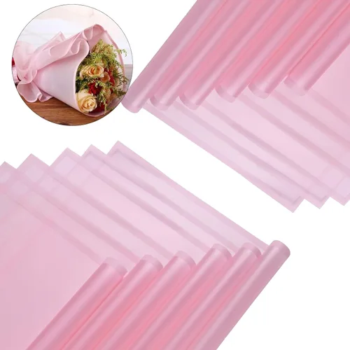 VOWOVOSDAY 20 piezas de papel de regalo de flores rosas, papel de regalo de ramo de flores, papel de regalo floral, impermeable, material de Z- Rosa