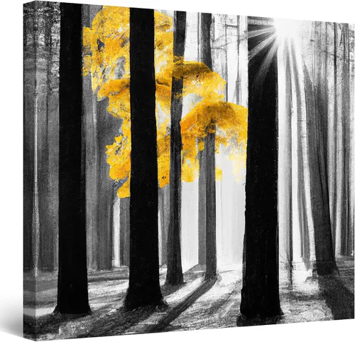 Miniatura 69 de Startonight Lienzo decorativo abstracto para pared, pintura del árbol de la vida amarillo, impresión grande estirada, moderna para dormitorio o sala