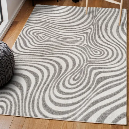 Miniatura 17 de Eyely NCS103F-28 Maribo High-Low Abstract Groovy Striped Black/White - Alfombra de pasillo de 2 x 8 pies, negro/blanco, 2 pies x 8 pies