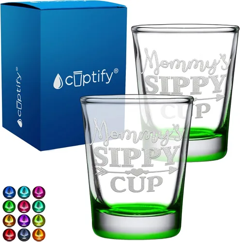 Miniatura 105 de Cuptify Regalos para baby shower, para la nueva mamá, EST 2023, 2 onzas, con fondo negro, juego de 2 vasos grabados para fiesta, regalo