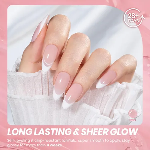 Miniatura 201 de Beetles - Esmalte de uñas de gel rosa claro, 0.5 fl oz, color rosa bebé, esmalte de gel que se absorbe con luz UV LED, arte de uñas de verano, salón
