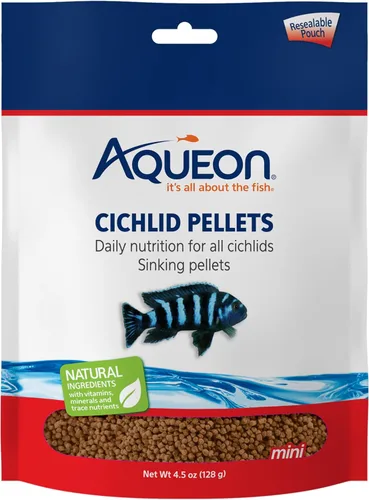 Miniatura 9 de Aqueon Cichlid - Pellets de comida para peces de hundimiento lento, tamaño mediano, 25 onzas