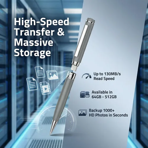 Miniatura 3 de Bolígrafo de tinta de almacenamiento USB-C (64-512 GB), unidad flash 2 en 1 y bolígrafo de escritura con 4 recambios y adaptador USB-A a C