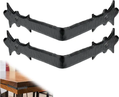 Paquete de 2 soportes de esquina de metal de 3.5 pulgadas para muebles, color negro, soportes de esquina decorativos hechos a mano - Soportes de