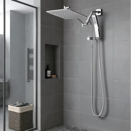 Miniatura 7 de G-Promise Kit de Repuesto de Grifo de Bañera y Ducha Todo Metálico con Soporte Bajo Portátil, Válvula Desviadora de 3 Vías con Modo de Pausa