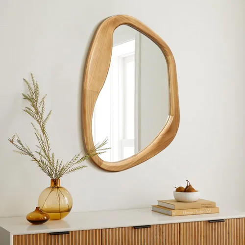 Miniatura 11 de LuxenHome - Espejo de pared asimétrico, 23 x 29 pulgadas, espejo clásico irregular, color marrón, espejos rústicos de granja para baño, espejos