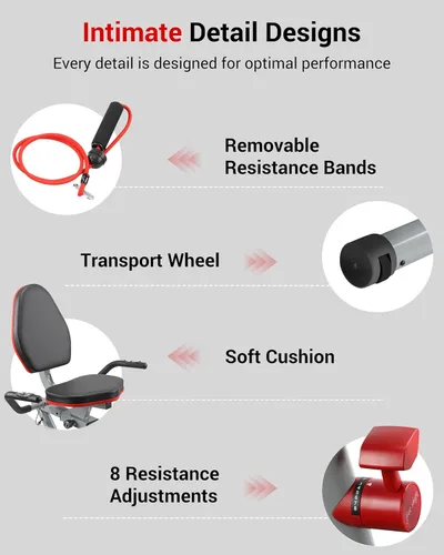 Miniatura 7 de ECHANFIT Recumbent Exercise Bike with Arm Exerciser for Home - Elliptical Recumbent Cross Trainer with Backlit Display, Pulse Sensor, 8-Level