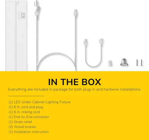 Miniatura 7 de Luz LED GetInLight, regulable, con certificación ETL, para debajo de los armarios, con 3 niveles de color: blanco cálido 2,700 K, blanco suave 3,000