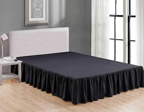 Miniatura 10 de Rodapié de tela de lujo de calidad de hotel para dormitorio, resistente al polvo, a las arrugas y a la decoloración, falda de cama de 14 pulgadas