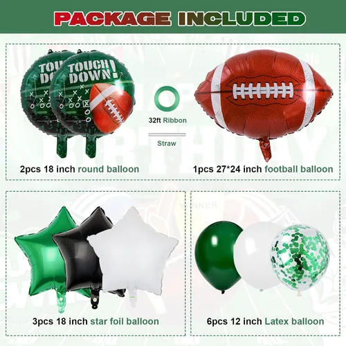 Miniatura 2 de Globos de fiesta de fútbol, globo con forma de fútbol de 27 pulgadas, ramo de globos de látex para adolescentes, decoración de fiesta de cumpleaños
