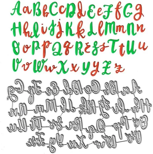 Miniatura 7 de 26 troqueles de corte de letras mayúsculas, minúsculas, 26 troquelados del alfabeto, plantillas de metal en relieve, molde de plantilla