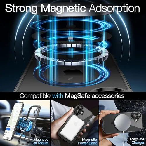 Miniatura 4 de JETech Funda magnética para iPhone 17 de 6.3 pulgadas, compatible con MagSafe, protector de teléfono a prueba de golpes, parte trasera transparente