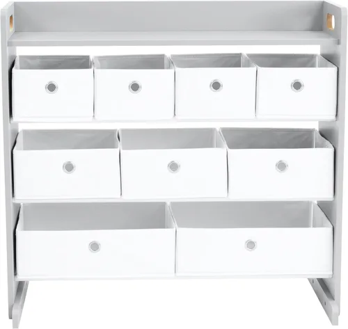 Miniatura 8 de Humble Crew Organizador de almacenamiento de juguetes con 9 cubos de tela extraíbles, gris claro/gris, organizador de juguetes de primera calidad