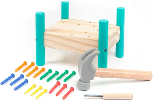 Banco de trabajo de madera para bebé, martillo golpeador de juguete para niños pequeños, juguetes educativos de aprendizaje preescolar STEM para