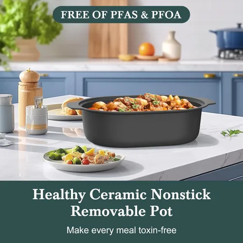 Miniatura 6 de 6 Quart Multi-Cooker, with 8-in-1 Casserole Programmable Slow Cooker, Dutch Oven, Pasta, Nonstick, Oven Safe Pot to 500°F Brown Sugar