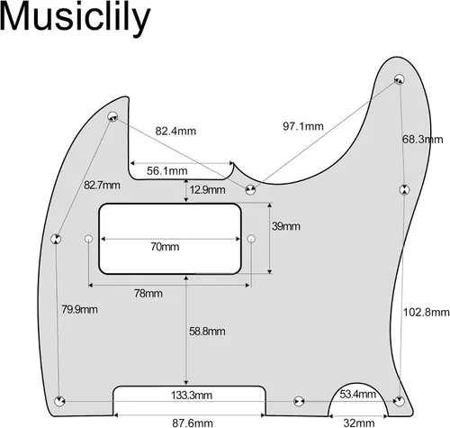 Miniatura 2 de Musiclily - Golpeador de 8 agujeros, humbucker, para Fender Telecaster estadounidense/mexicana de estilo moderno, guitarra eléctrica, 1 capa, negro
