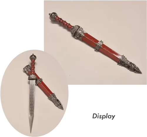 Miniatura 5 de Espada romana de Gladius occidental de 17 pulgadas, estilo corto de metal rojo y acero