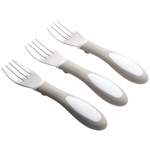 Miniatura 11 de ECR4Kids My First Meal Pal Cucharas de acero inoxidable, cubiertos para niños pequeños, blanco, gris claro, paquete de 3