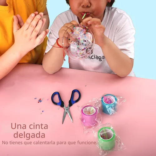 Miniatura 4 de Cinta Nano para Kit de Burbujas - 6 piezas de Cinta Elástica Colorida de Doble Cara para Decoración con Globos y Manualidades