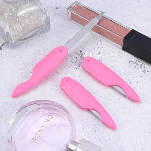 Miniatura 5 de Uonlytech Lima de uñas profesional, 3 limas de uñas plegables de doble cara, lima de uñas plegable de acero inoxidable, herramientas de manicura