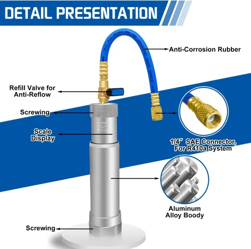 Miniatura 4 de Kit de Inyector de Aceite y Tinte de AC Boltigen, Herramientas de Inyección de Aceite y Tinte de A/C con Acoplados Rápidos Ajustables R134a R1234YF
