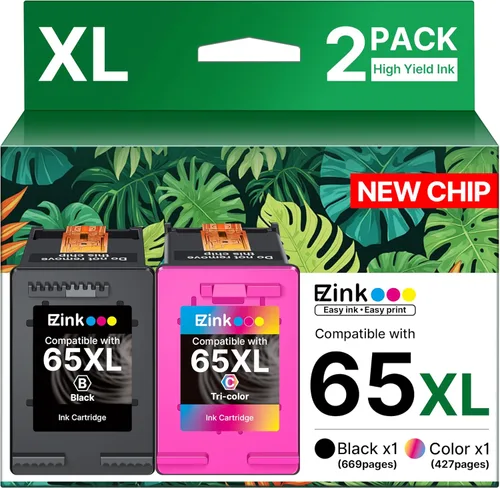 65XL 65 cartuchos de tinta negro/color combo pack Reemplazo para tinta HP 65 65xl negra y cartucho de tinta de color, compatible con HP Envy 5055