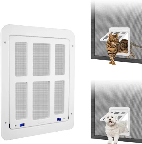 Miniatura 13 de NAMSAN Puerta mosquitera para gatos, apertura de solapa de 8.3 x 10.3 pulgadas, puerta de perro para puerta mosquitera, puerta de gato con ventana