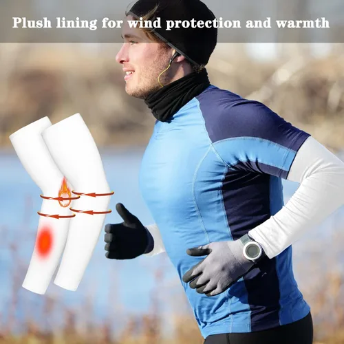 Miniatura 17 de 4 piezas de manga térmica de compresión para hombres y mujeres, actividades al aire libre de invierno, ciclismo, baloncesto, correr