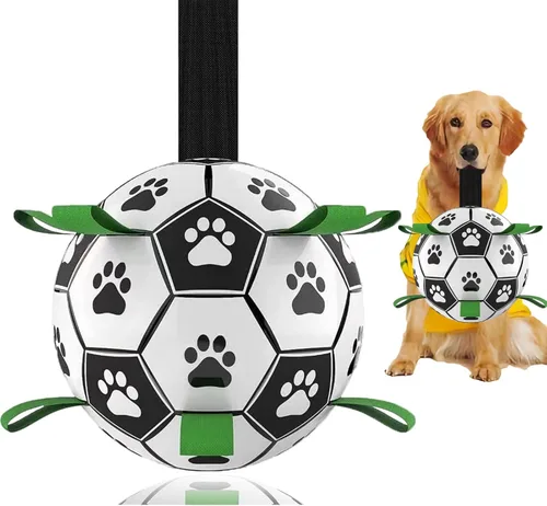 Miniatura 13 de Balón de fútbol para perros, juguetes interactivos para tira y afloja, regalos de cumpleaños para cachorros, juguete de remolcador, juguete de agua