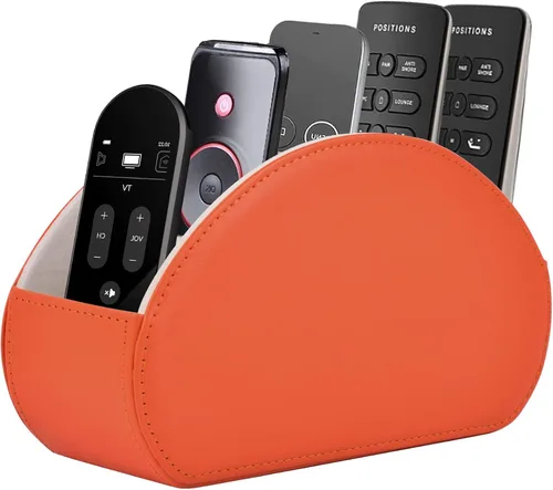 Miniatura 9 de Soporte de cuero para control remoto con 5 compartimentos, caja de almacenamiento/bandeja para control remoto de TV, organizador de escritorio