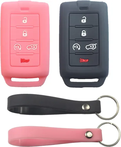 Miniatura 9 de 2 fundas para llavero de 5 botones compatibles con Jeep, 2 piezas negro, Pequeño