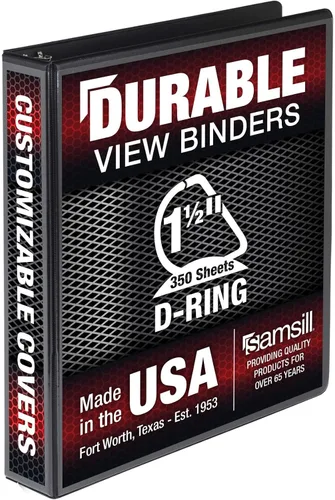 Miniatura 415 de Samsill - Carpeta duradera de 5 pulgadas, fabricada en los Estados Unidos, con anillos en D, transparente y personalizable, color blanco