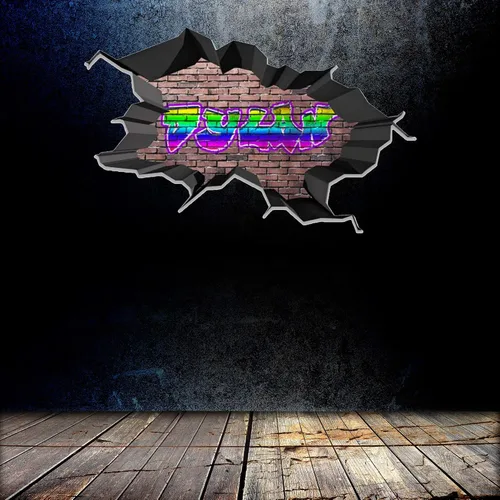 Miniatura 4 de Calcomanía de pared con nombre personalizado, graffiti 3D Arte personalizado vinilo decorativo adhesivo Removible Despegar y pegar Borde