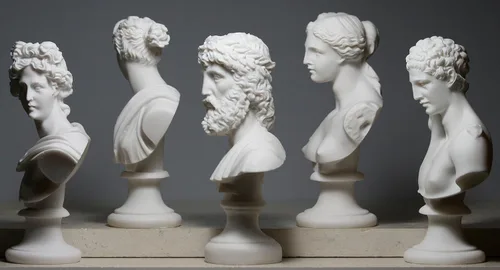 Miniatura 3 de greekartshop Conjunto 5 Busto Cabeza Dios Zeus Artemisa Afrodita Hermes Apolo Estatua Griega Romana Blanco