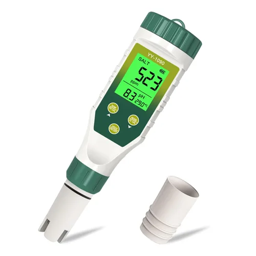 Medidor de pH para hidroponía de agua, probador de sal TDS EC de pH 5 en 1 para solución nutritiva de agua, visualización simultánea de temperatura