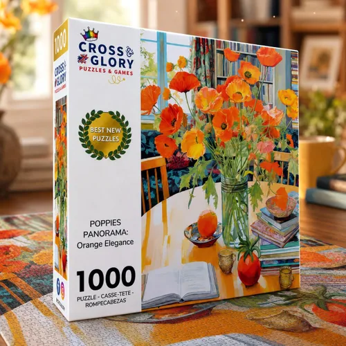 Miniatura 2 de Cross & Glory - Rompecabezas de 1000 piezas para adultos Panorama de amapolas: elegancia naranja Rompecabezas de 1000 piezas para adultos
