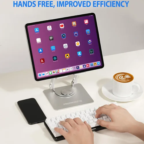 Miniatura 8 de Soporte giratorio para tableta para iPad/Kindle/iPhone de 13 a 4.7 pulgadas, soporte ajustable para tablet para escritorio, cocina, PC, accesorios