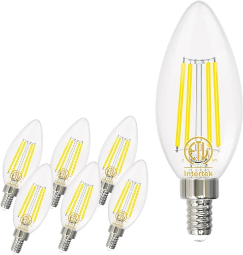 Miniatura 8 de Bombilla LED E12 de 5000 K, luz diurna brillante, bombillas tipo B equivalentes a 40 W con base de candelabro pequeña, bombillas de araña