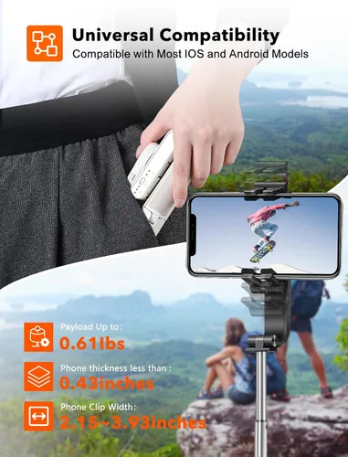 Miniatura 4 de hohem iSteady Q - Estabilizador de cardán para smartphone, trípode para selfie stick de 1 eje con seguimiento facial, rotación de 360°, trípode