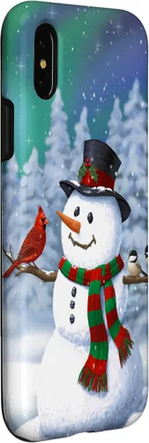 Miniatura 7 de Funda para iPhone 17 con diseño de muñeco de nieve y pájaros en invierno
