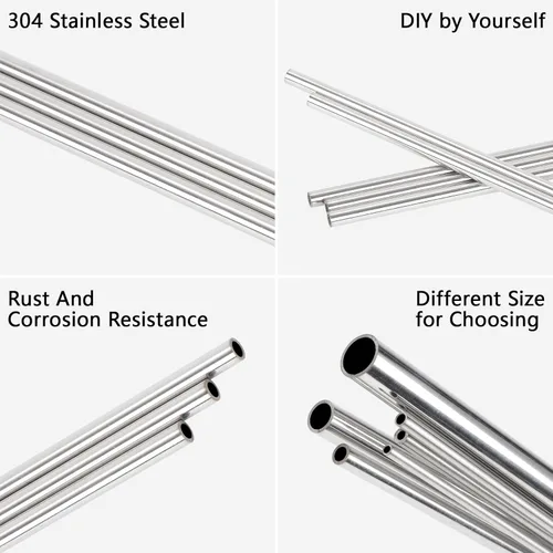 Miniatura 3 de A-KARCK 1/2" OD Tubo de acero inoxidable 304, tubo de metal redondo y recto de 10" de longitud, 1mm de espesor de pared, 4 piezas