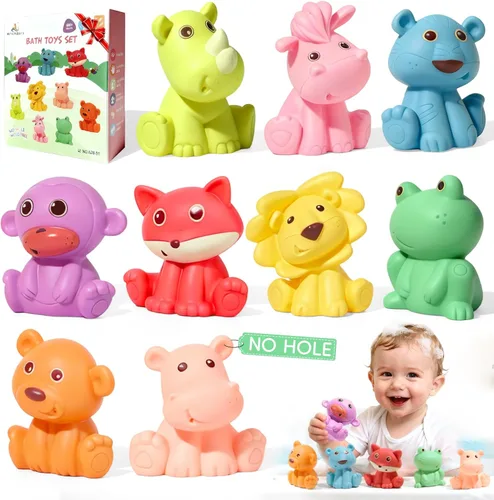 Juguetes de baño para bebés de 6 a 12 meses | Juguetes de baño sellados, sin agujeros y sin moho para niños pequeños | Juguetes flotantes suaves y