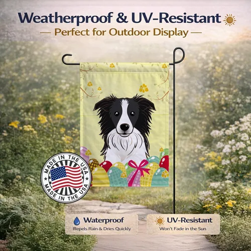 Miniatura 6 de Caroline's Treasures BB1923GF Bandera decorativa para jardín con diseño de Border Collie, para caza de huevos de Pascua, para jardín, jardín, patio