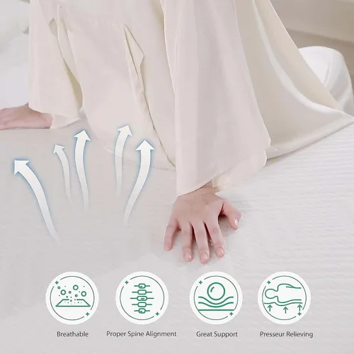 Miniatura 8 de Colchón tamaño individual XL, colchón de espuma viscoelástica de gel refrescante de 8 pulgadas en una caja, sin fibra de vidrio, colchón